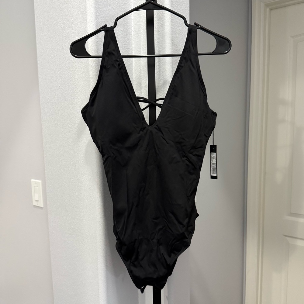 NWT TA3 Swimwear Plungey Black One Piece Size XL Reg/ Long Shapewear $178 MSRP